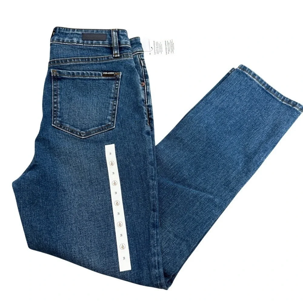 Volcom Girlfriend Fit High‎ Rise Ankle Jeans Medium Wash Women Size 28